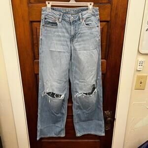 American Eagle Low Rise Baggy Wide Leg Jeans sz 2 Women's